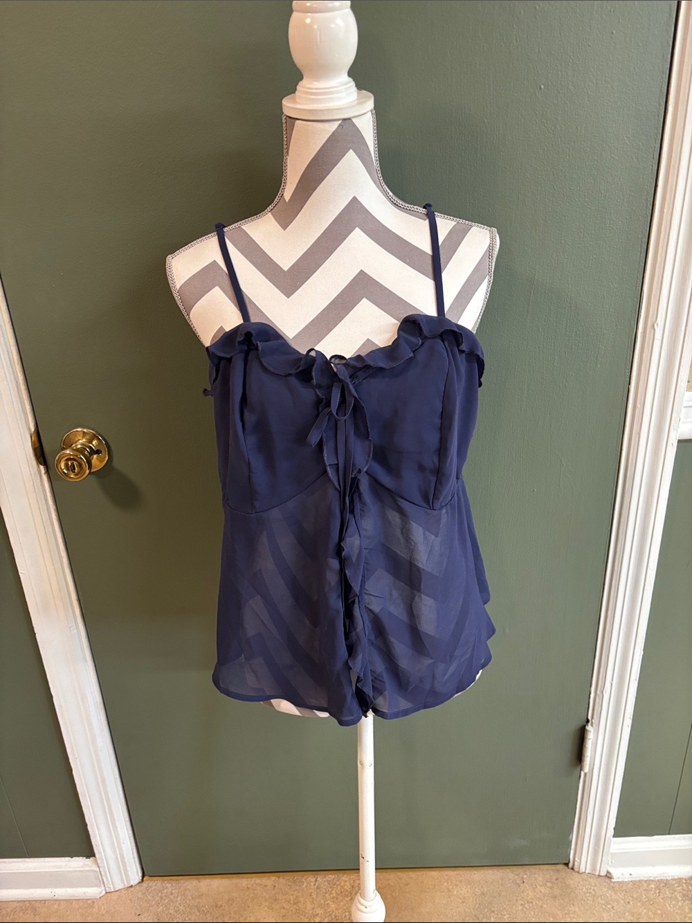 torrid Navy Ruffle Tie-Front Spaghetti Strap Cami